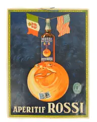 Wine, Apértif Rossi, 1920, Lithograph in colors with embossing on paper board