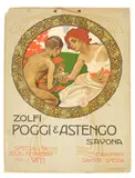 Leopoldo Metlicovitz, Zolfi Poggi & Astengo, 1930, Lithograph in colors on laid paper backed with paper board