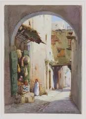 Robert Herdman-Smith, An arched street in Algiers; An Arab shop in Algiers (a pair)