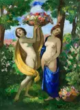 Béla Iványi-Grünwald, Two nudes in a landscape, oil on canvas