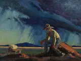 Victor Clyde Forsythe, Old Prospector; Desert Scene, 1954 (2), oil on masonite