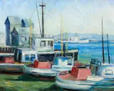 John Earle Coolidge, San Pedro Harbor, 1935, oil on board