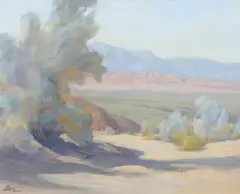 Ralph Love, Desert scene, oil on canvas board