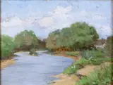 American School, A Bend in the River, oil on canvas affixed to board