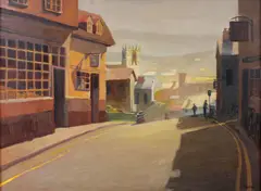 Richard Bunkall, European Village, oil on canvas