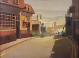 Richard Bunkall, European Village, oil on canvas