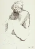Emilio Greco, Untitled (Portrait of a seated nude), 1963, ink on paper laid on paper board