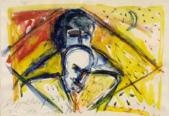 Helmut Middendorf, Doppelkopf, 1980, acrylic, gouache, pastel and pencil on paper