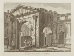 Wine, Veduta del Portico di Ottavia; Avanzi del Portico di Ottavia Presso la Chiesa di S. Angelo in Pescheria in Roma, n.d., Engravings on wove paper