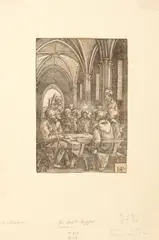 Hans Sebald Beham, The Last Supper, from Passion (B. 84; P. 818), 1521-35, Woodcut on laid paper, trimmed to and within platemark, not framed