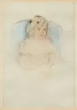 Mary Cassatt, Sara Smiling (B. 195), c. 1904, Drypoint with handcoloring on wove paper, a posthumous impression