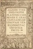 Wine, Title Page, from Platonic Writings of Maximus Tyrius, Greek Philosopher, 1517, Engraving on laid paper, from the Latin translation by Cosimo Pazzi
