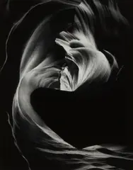 Bruce Barnbaum, Circular Chimney, Antelope Canyon; Entrance Drapery, Antelope Canyon; Untitled (Abstraction), 1980 (2); 1985, Three gelatin silver prints, the two Barnbaum photographs printed later, each mounted to board