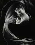 Bruce Barnbaum, Circular Chimney, Antelope Canyon; Entrance Drapery, Antelope Canyon; Untitled (Abstraction), 1980 (2); 1985, Three gelatin silver prints, the two Barnbaum photographs printed later, each mounted to board