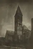 Marguerite E. Dewitt, Untitled (Steeple) (2), 1915, One platinum and one gum bichromate print, the first tipped to creme card then tipped again to thick ochre board, the second mounted to board
