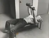 Philippe Halsman, Marilyn Monroe Lifting Barbells