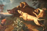 Alexandre-François Desportes, The boar hunt, oil on canvas