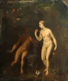Flemish School, Adam and Eve, oil on copper