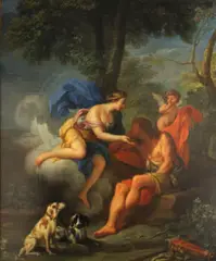 French School, Diana and Endymion, oil on canvas laid down