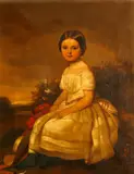 Johann Grund, A portrait of a young girl, thought to be Lena Marie Gock at age five, oil on canvas
