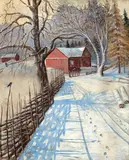 August Hagborg, The path to the barn, oil on canvas