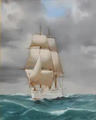 De Limoux, Under sail on a choppy sea; and a ship painting by another hand (2), first gouache and watercolor; second oil on canvas