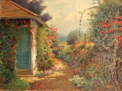 William Adam, Path by the garden, oil on canvas