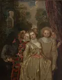 Actors from the Commedia dell'Arte by Jean-Antoine Watteau, oil on canvas, sold Apr 2012