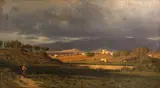 Dwight Benton, View from near the Porta Salara in Rome looking toward the Sabine Mountains, 1884, oil on canvas board