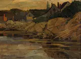 Alexander Bower, The church tower, Rockport, oil on board