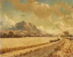 William A. Coulter, Mowing the wheat, oil on canvas