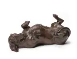 Doris Lindner, Rolling Dachshund, resin with light brown patina