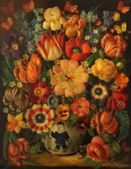 Michael Marsden, Still life with flowers in a Chinese vase, oil on canvas