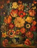 Michael Marsden, Still life with flowers in a Chinese vase, oil on canvas