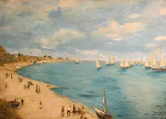 Harry A. Mayhew, Beach at Santa Monica, oil on canvas