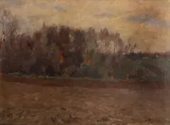 Road by a stand of trees in autumn by John Francis Murphy, oil on panel, offered Apr 2012