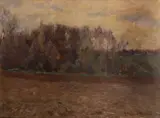 John Francis Murphy, Road by a stand of trees in autumn, oil on panel