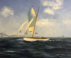 L. Raymond, A stiff breeze; Yachts at sea (two), first signed 'L. Raymond' (lower right); second signed 'L. Raymond' (lower left)