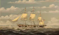 J. Salmon, The 'Manchester' at sea, oil on panel