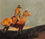 Hart Merriam Schultz, Indian on horseback, 1917, oil on board