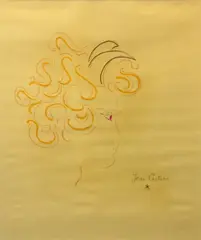 Figure in profile by Jean Cocteau, pastel on paper, offered Apr 2012