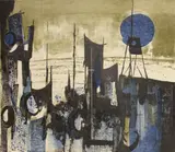 John D. Muench, Coastal Signals, 1960s, Color lithograph on wove paper