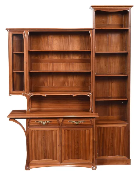 Majorelle, Art Nouveau Walnut and Mahogany Side Cabinet, circa 1900, Walnut