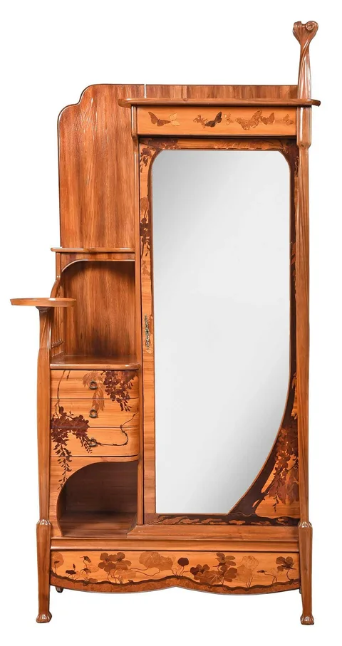 Majorelle, Marquetry Inlaid Art Nouveau Armoire, circa 1900