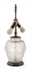 Edgar Brandt, for Rene Lalique (French) Opalescent Domremy Lamp 1926, 1 PC, 1926