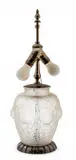 Edgar Brandt, for Rene Lalique (French) Opalescent Domremy Lamp 1926, 1 PC, 1926