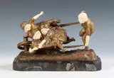 Demetre Chiparus, Gilt Bronze Sculpture of Children in a Wheelbarrow