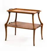 Louis Majorelle, Marquetry Inlaid Mahogany Two Tier Parlant Table