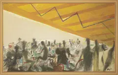 Frantisek Tichy, Parisian Café, 1933, Mixed media