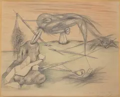 František Janoušek, Surrealist Composition, 1938, Pencil and pastel on paper